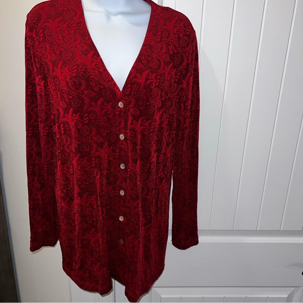 Ronni Nicole Red Paisley Cardigan